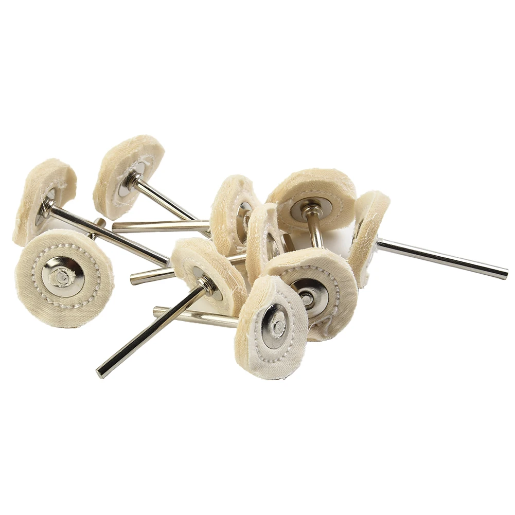 Buffing Pad Polishing Wheel Grinding Head Metal Stainless Steel T-shaped White With Handle 10pcs 25mm Brush Cloth