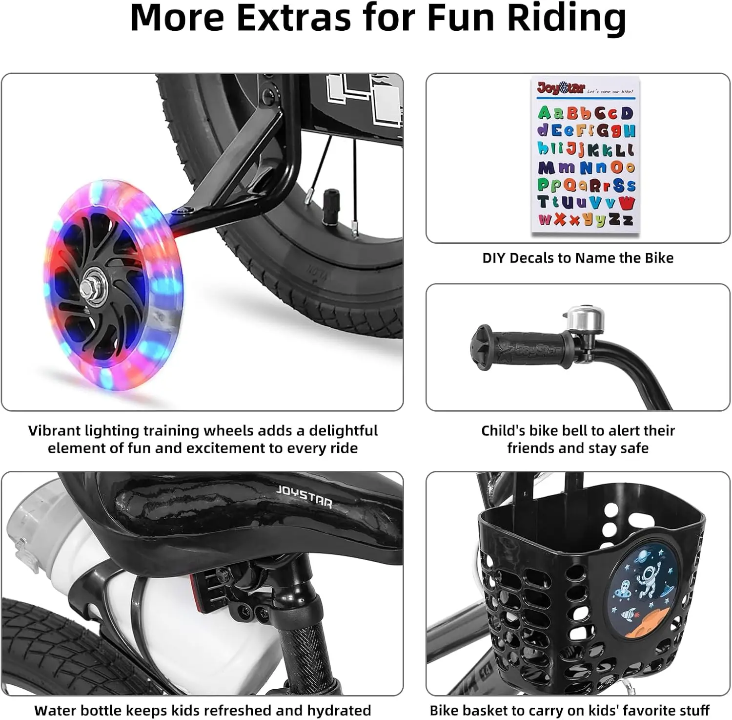 Vélo d'Entraînement Lumineux pour Enfant de 12 Pouces, Bicyclette pour Garçon et Fille de 3 à 12 Ans