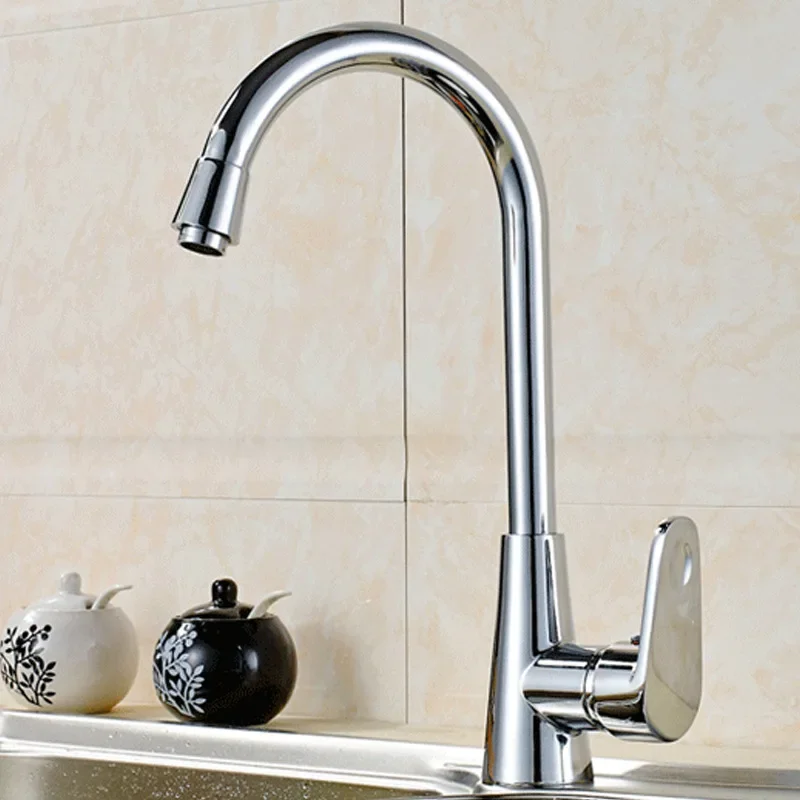 Single Handle Single Hole 360 Degree Rotatable Kitchen Sink Faucet Vertical Curved Taps Hot Cold Mixer Tap