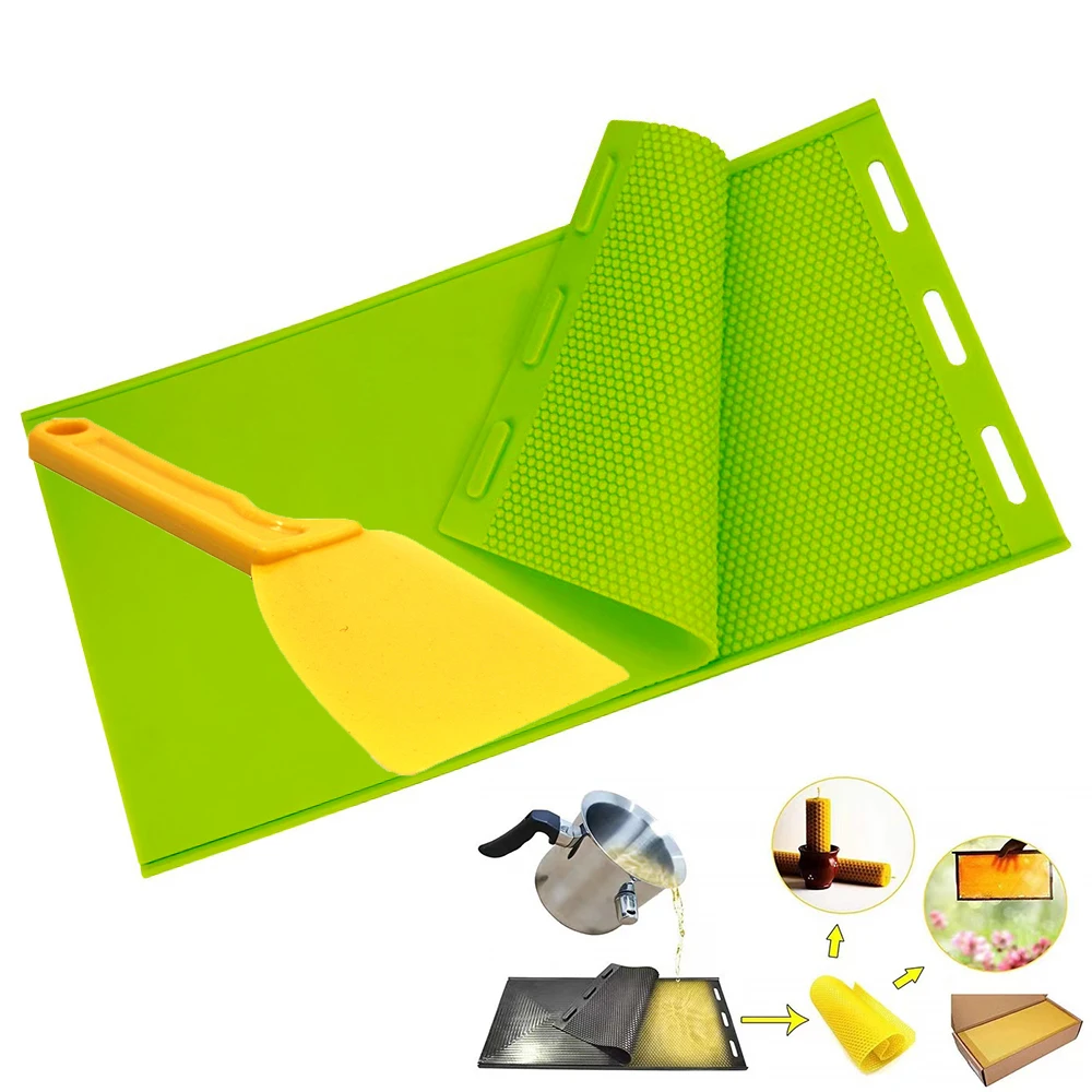 

2PCS/1Set Honeycomb Beewax Foundation Silicone Mold DIY Press Sheet Apis 5mm Shovel Scraper Beekeeping Imker Tools Supplies