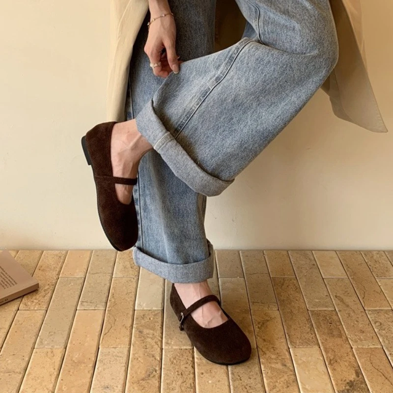 الخريف تصميم المرأة مريحة ماري جين أحذية موجزة الضحلة جولة تو أحذية السيدات الراحة لينة وحيد الأحذية المسطحة