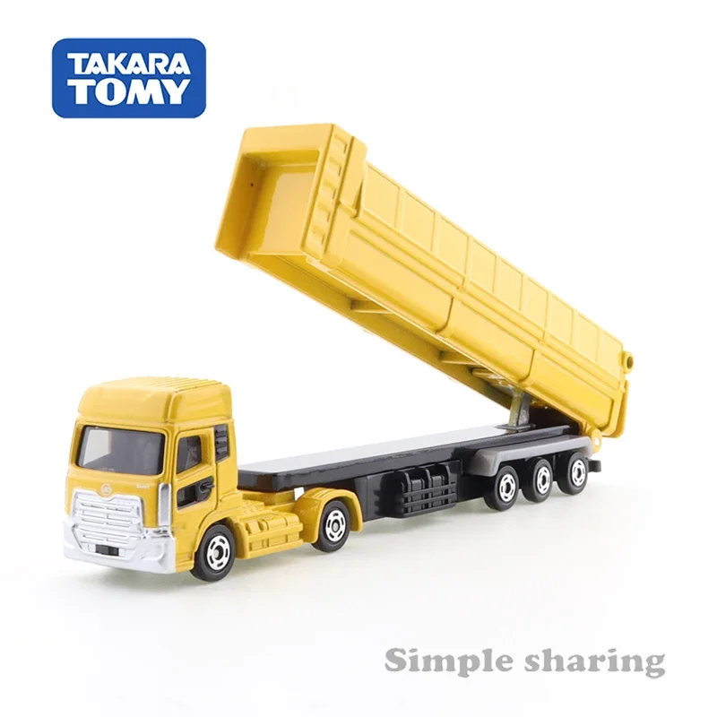 Takara Tomy Long Type Tomica No.147 UD Trucks Quon Trailer Dump Diecast Automotive Model Ornaments Cas Toys Gift Decorations