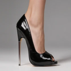 JIALUOWEI 7 Inch High Heel Peep Toe Stiletto Pumps Sizes 36-46