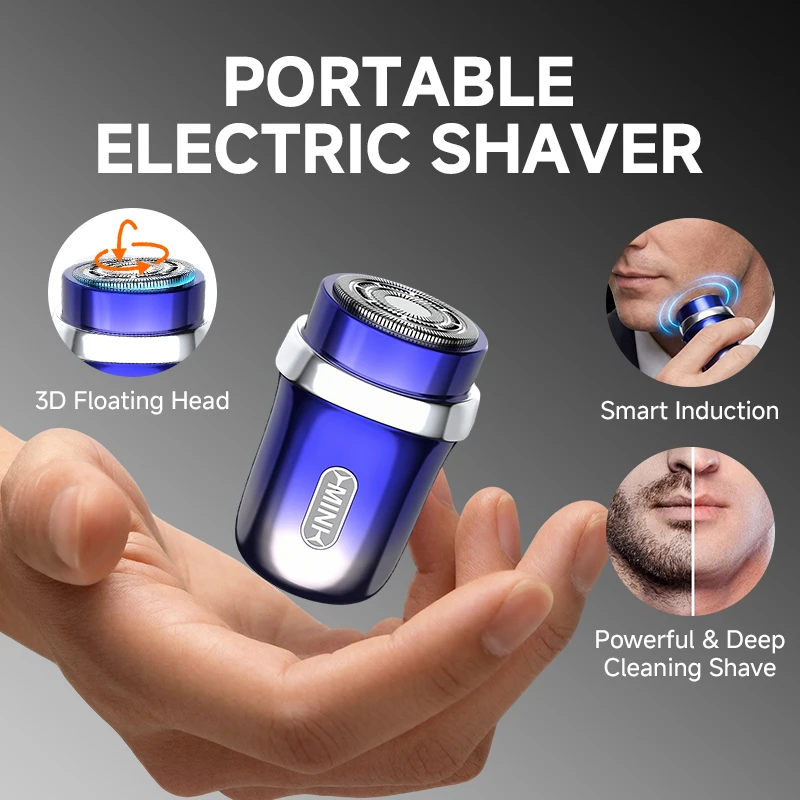 

Мини-индукционная электробритва для мужчин, электрическая бритва для сухого и влажного бритья, карманная портативная электрическая машинка для стрижки бороды для путешествий
