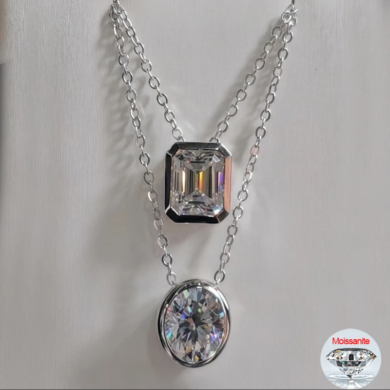 

Ожерелье с муассанитом 0,5-3 карата D для женщин и девочек, цепочка на шею, сверкающая стерлинговое серебро 925 пробы, изумрудная овальная огранка, лабораторные ювелирные изделия с бриллиантами, подарок