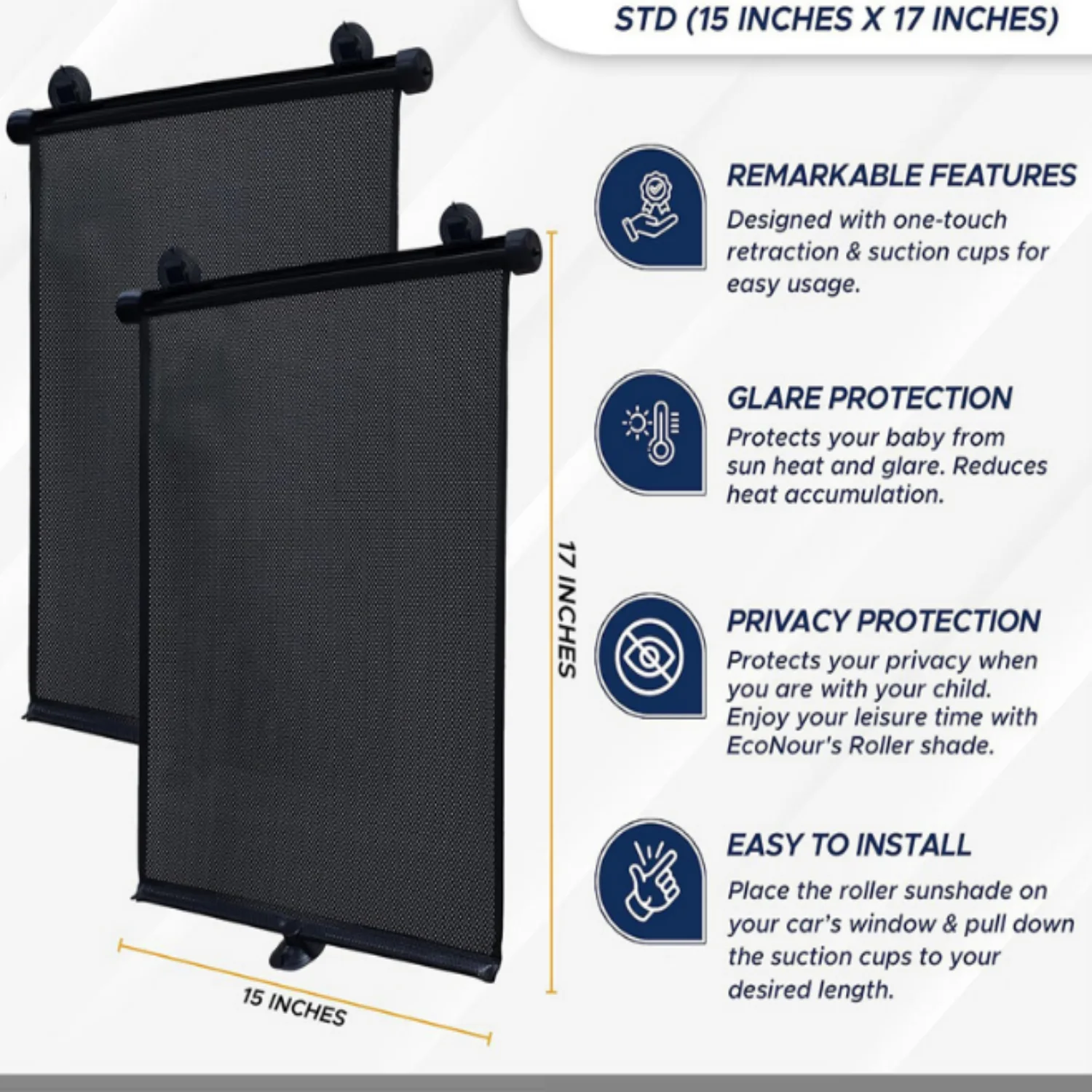 Car Side Window Sunshade, Children's Retractable Sunshade for UV Protection and Sun Protection, Car Blinds (1pcs)