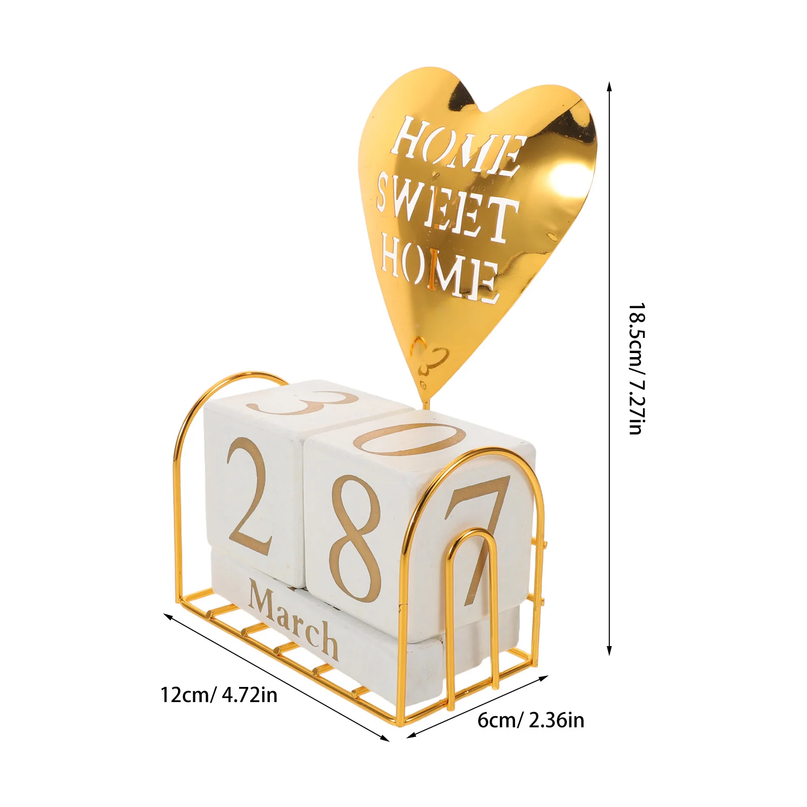 Ewiger Kalender mit Holzblock: Kompakter Desktop-Flip-Kalender mit natürlicher Maserungsoberfläche für Büro, Wohnzimmer oder Bauernhaus-Dekoration