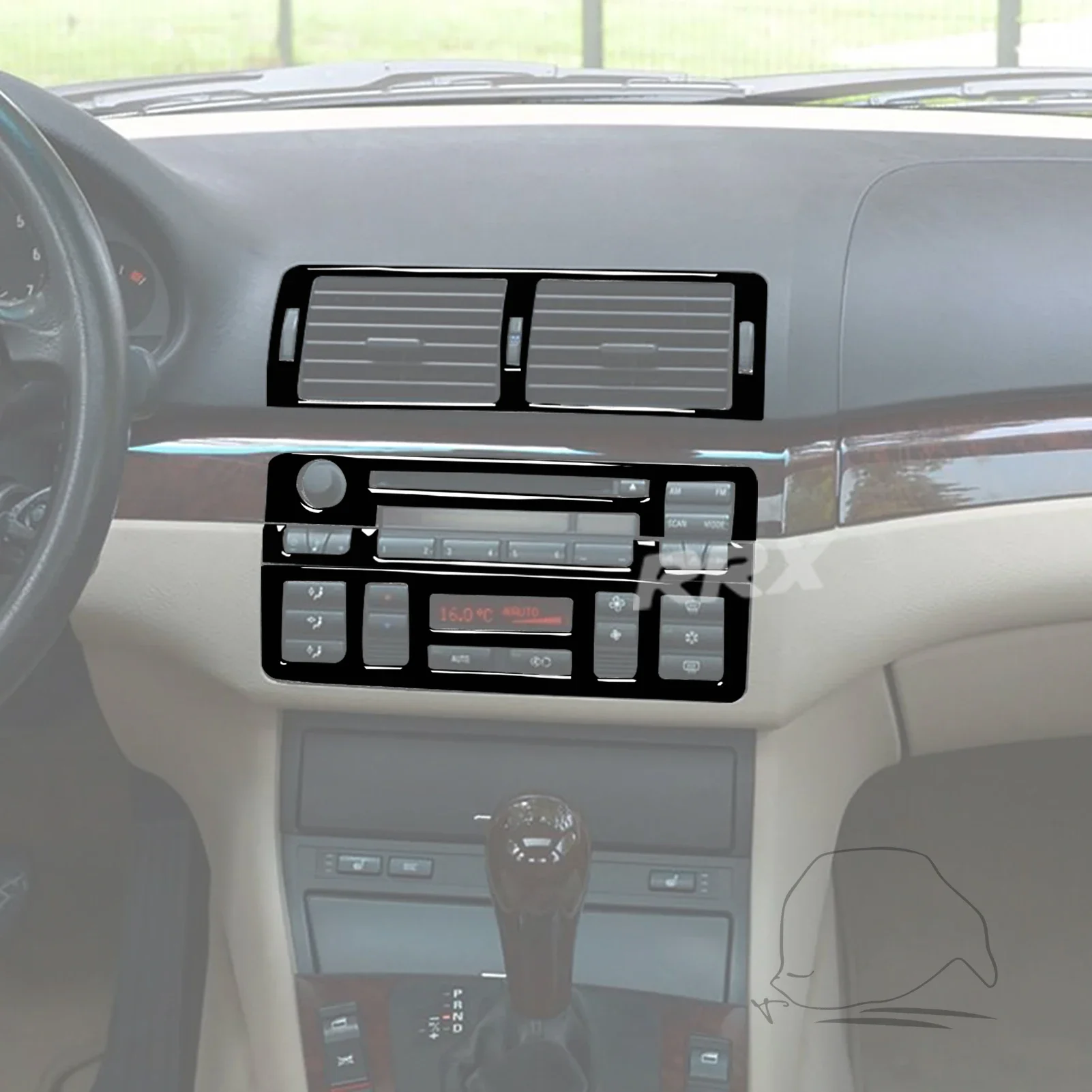 For BMW 3 Series E46 1998-2005 Piano Black Central Radio Air Conditioning Outlet Panel Cover Car Interior Accessories Sticker