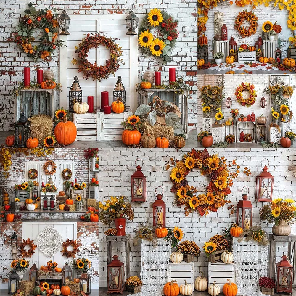 

Mocsicka Autumn Backdrops Pumpkin Decors Children Adult Photography Photocall Baby Kids Wreath Fall Farm Background Banner