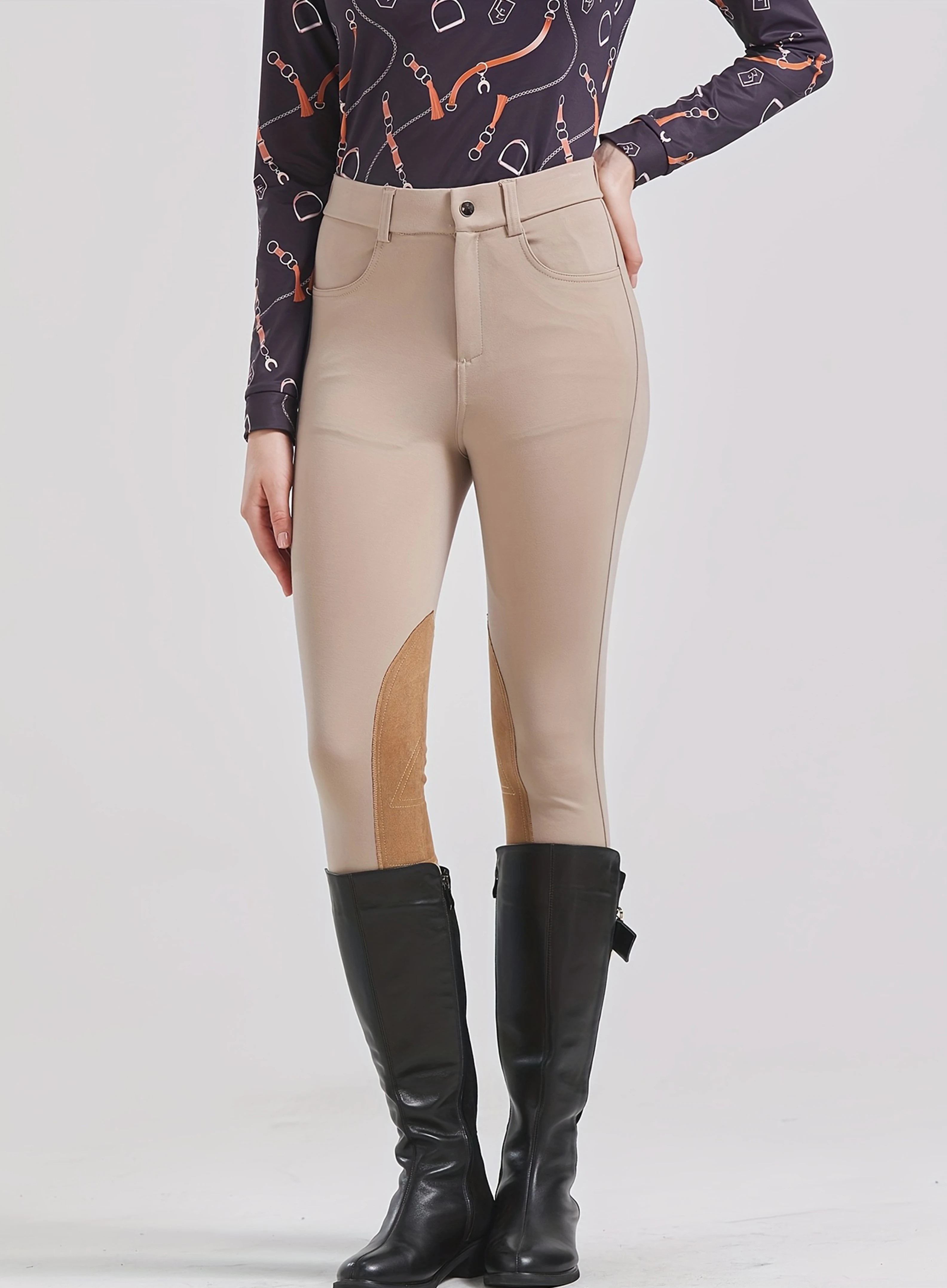 Culottes D'éQuitation pour Femmes, GenouillèRes, Pantalons D'éQuitation pour Femmes, Leggings, VêTements Moulants pour EntraîNement Sportif à Cheval - SéChage Rapide