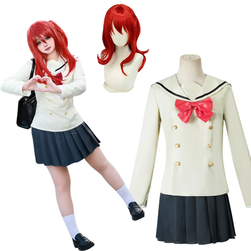 

Anime Bocchi The Rock Gotou Hitori Cosplay Costume Pink Kawaii JK Skirt Coat & Props Girl Role Cosplay Suits for Halloween Party