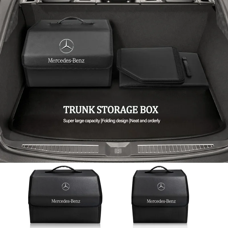 Car Trunk Storage Box Leather Organizer Bag Folding Tidying Tools For Mercedes Benz W203 W204 W206 W220 W205 W211 W212 W201 W210