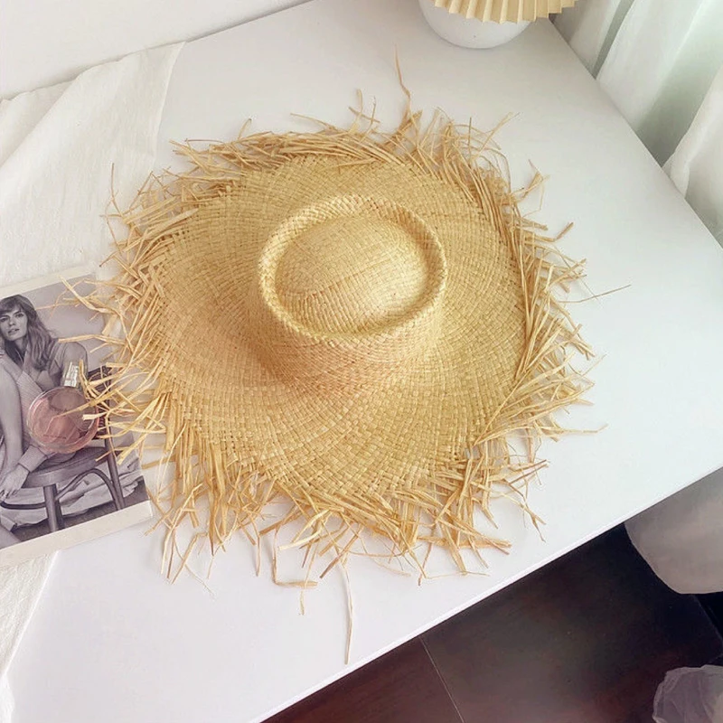 2024 Summer Raffia  Sun Hats for Women Holiday Straw Hat  Panama Ladies UPF Travel  Beige Floppy Hat beach accessories