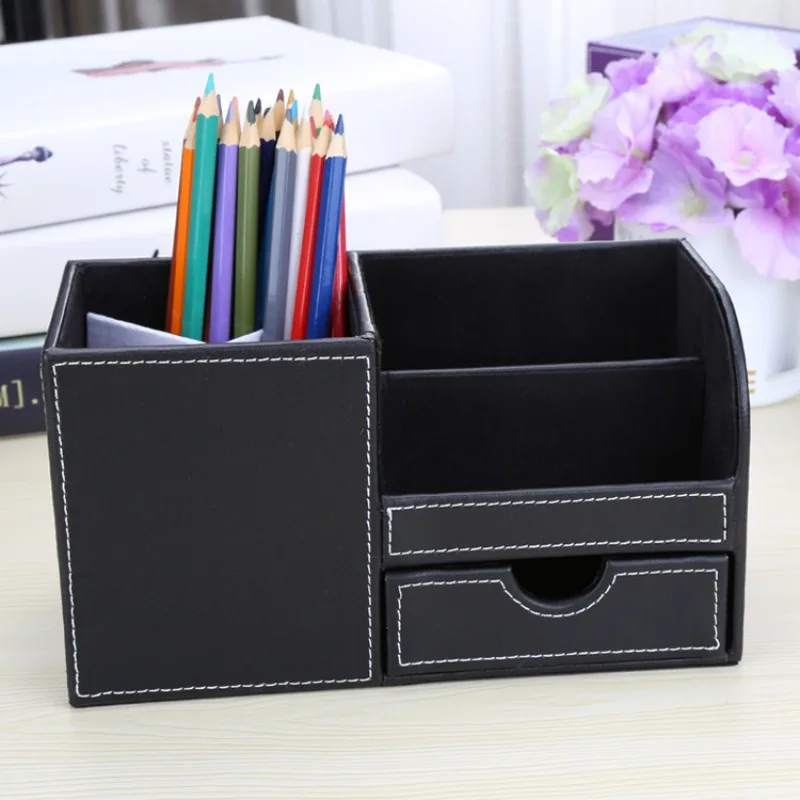 Double Desktop Pen Holder Stationery Holder Pencil Cosmetics Organizer for Desk Office School Storage Case Accessories