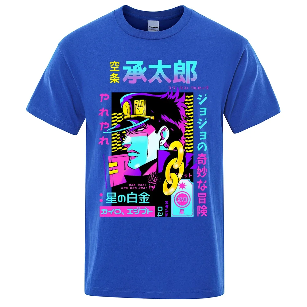 Fashion Jojo Bizarre Adventure T Shirt Men Women Short Sleeve Vaporwave Aesthetic Jotaro T-shirt Cotton Kujo Manga Tee Clothing