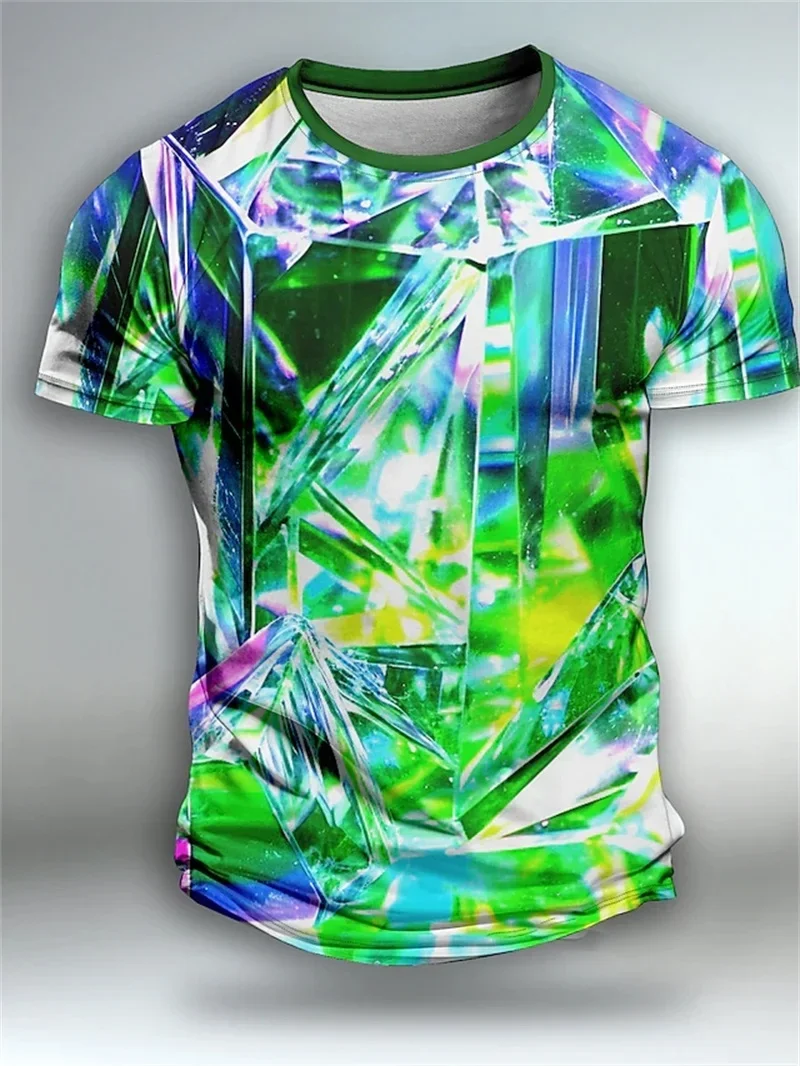 Men's Geometic Optical Illusion T Shirt 3D Print Short Sleeve Crew Neck T Shirt For Men New In Mens Sport Tshirts Quick-drying