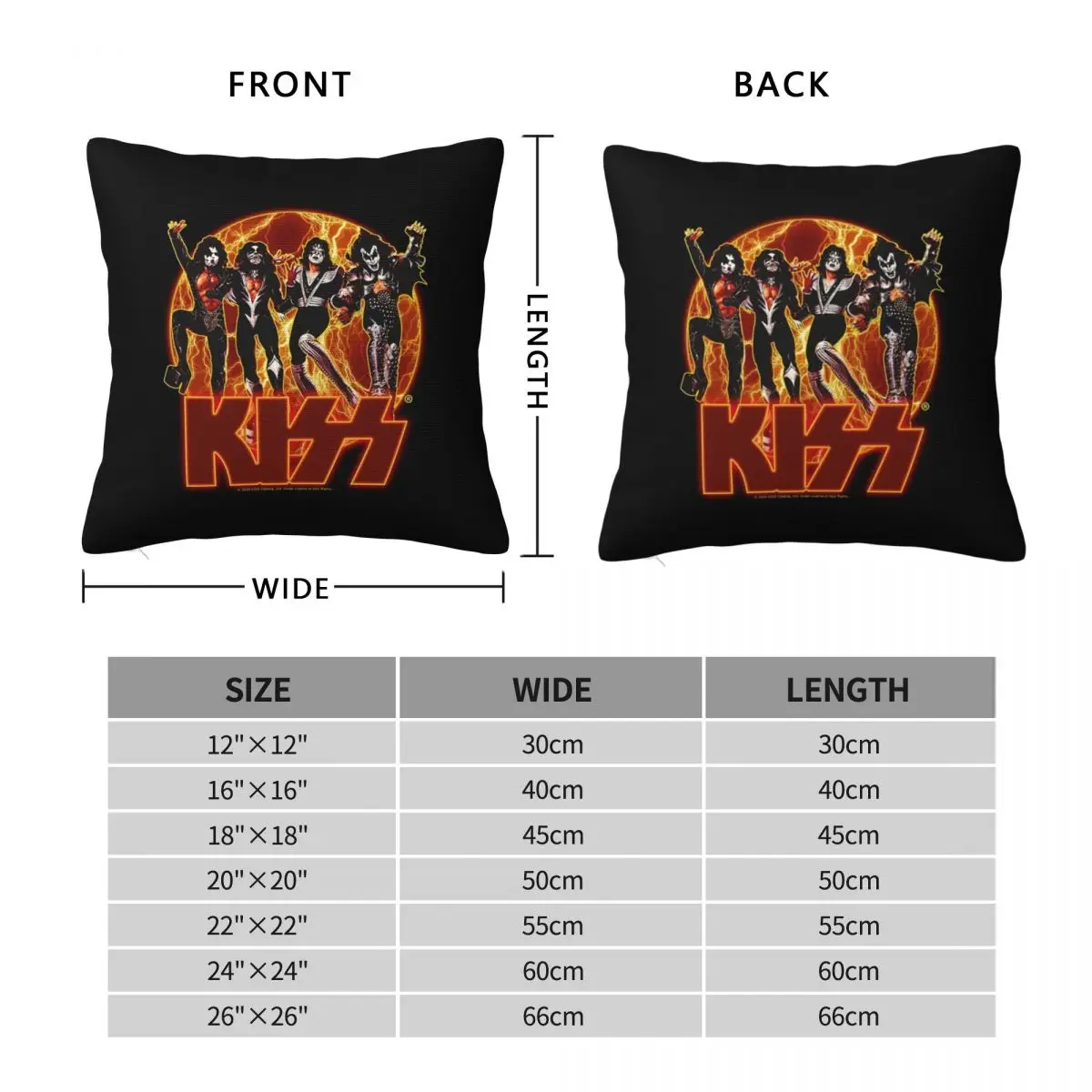 KISS Band Paul Stanley Square Pillowcase Polyester Linen Velvet Printed Zip Pillow Case Sofa Seater Cushion Cover Wholesale