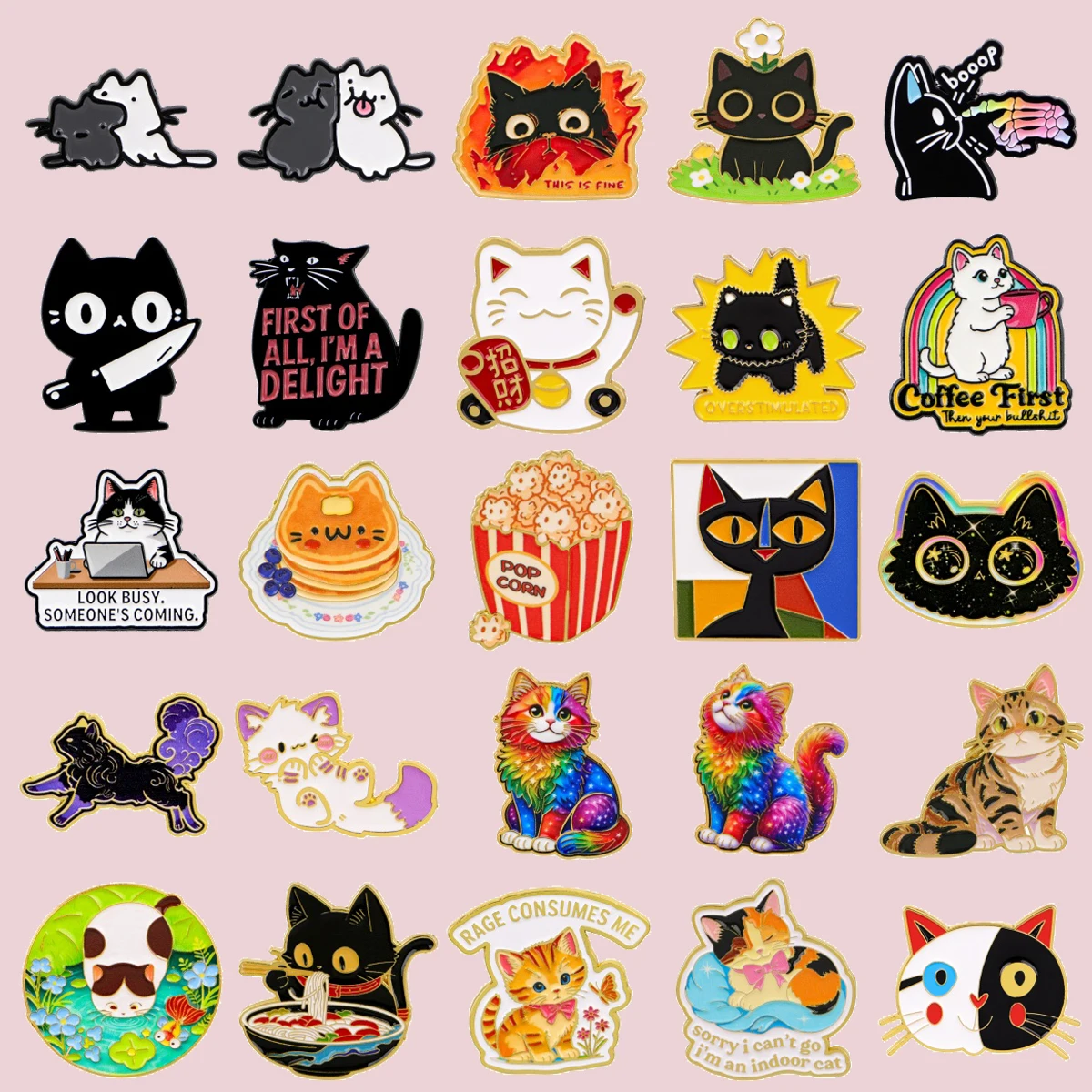 

Colorful Rainbow Cat Enamel Pins Cute Lucky Cat Brooches Badges on Backpack Women's Brooches Hat Lapel Pins Accessories Gifts