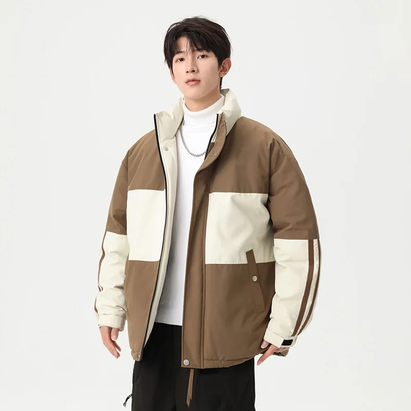 

Корейская модная мужская хлопковая куртка 2025, новый стиль, толстая теплая парка, разноцветная повседневная молодежная стильная зимняя куртка для мужчин