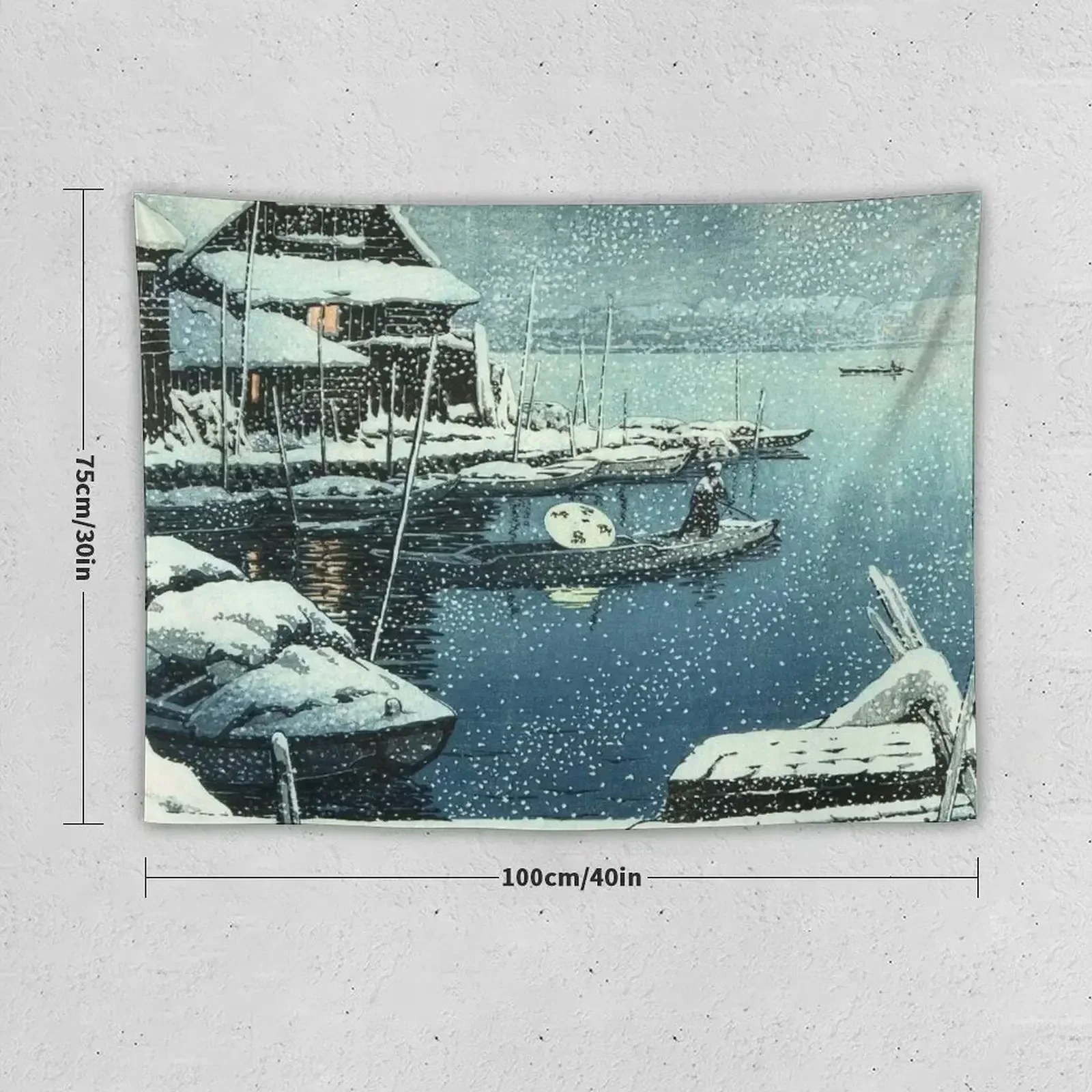 Kawase Hasui - Snow in Mukojima Tapestry Cute Room Decor Decoration For Home Home Decor Aesthetic Tapestry