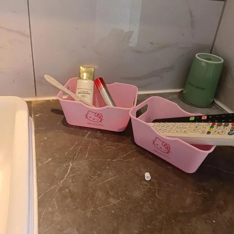 Hello Kitty 2/4Pcs Plastic Organizer Set Desktop Storage Box for Cosmetics Stationery Kawaii Home Office Bathroom Accessories view 5