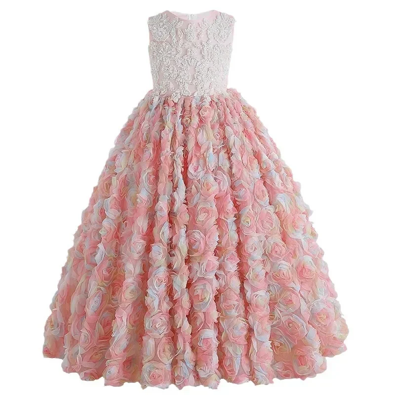 Meninas primeira comunhão vestido de flor vestidos de festa de casamento para crianças piano desempenho vestidos crianças pageant princesa vestido de baile