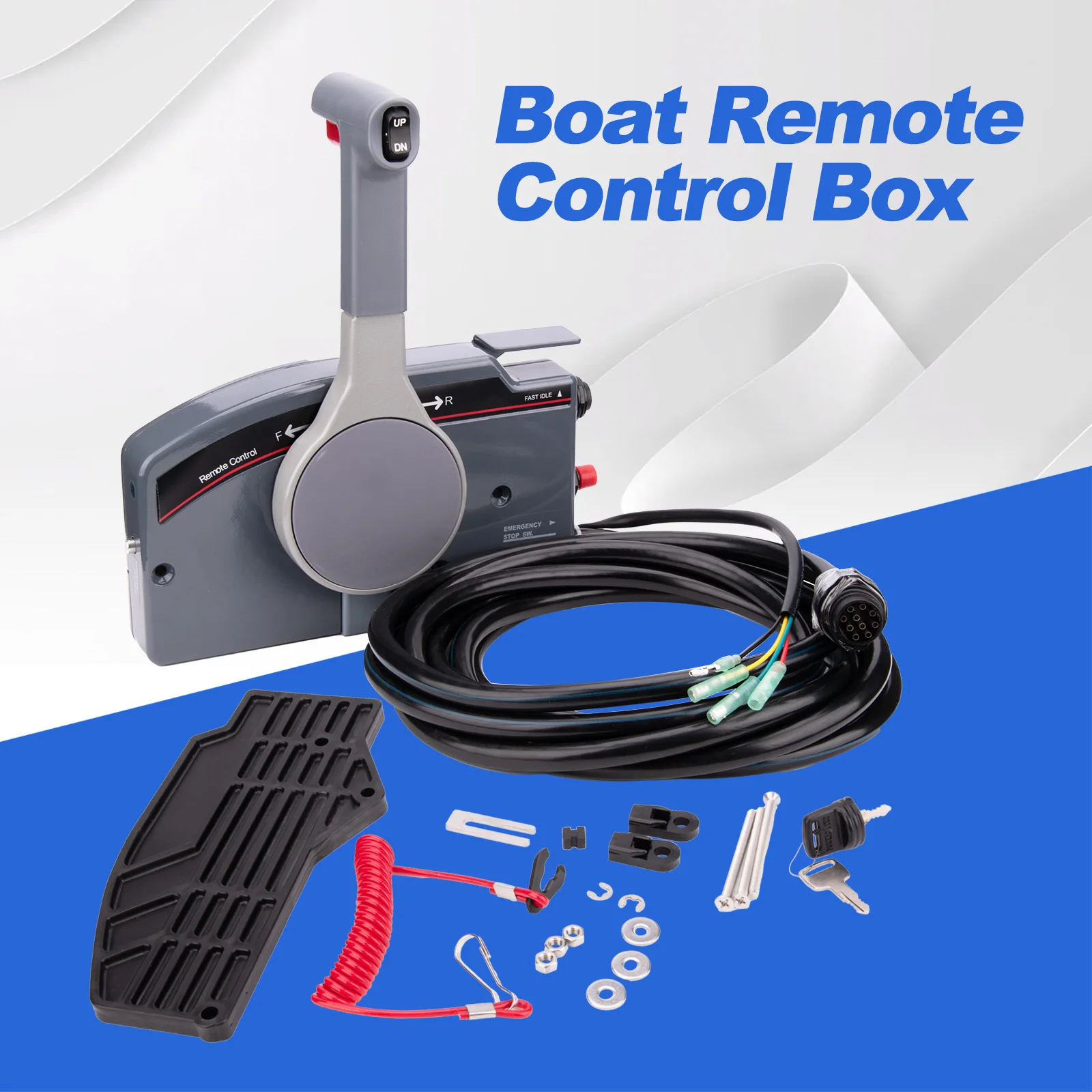 Buitenboordmotor Afstandsbediening Box 703 10-pins Trim Tilt Schakelaar Duwknop Gas Rechtshandig Bootbedieningsbox met 16ft Kabel