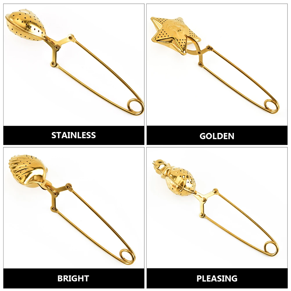 

5pcs Stainless Steel Filter Creative Infuser Gold Rustproof Heat Resistant Fine Craftsmanship Even Tea Holes