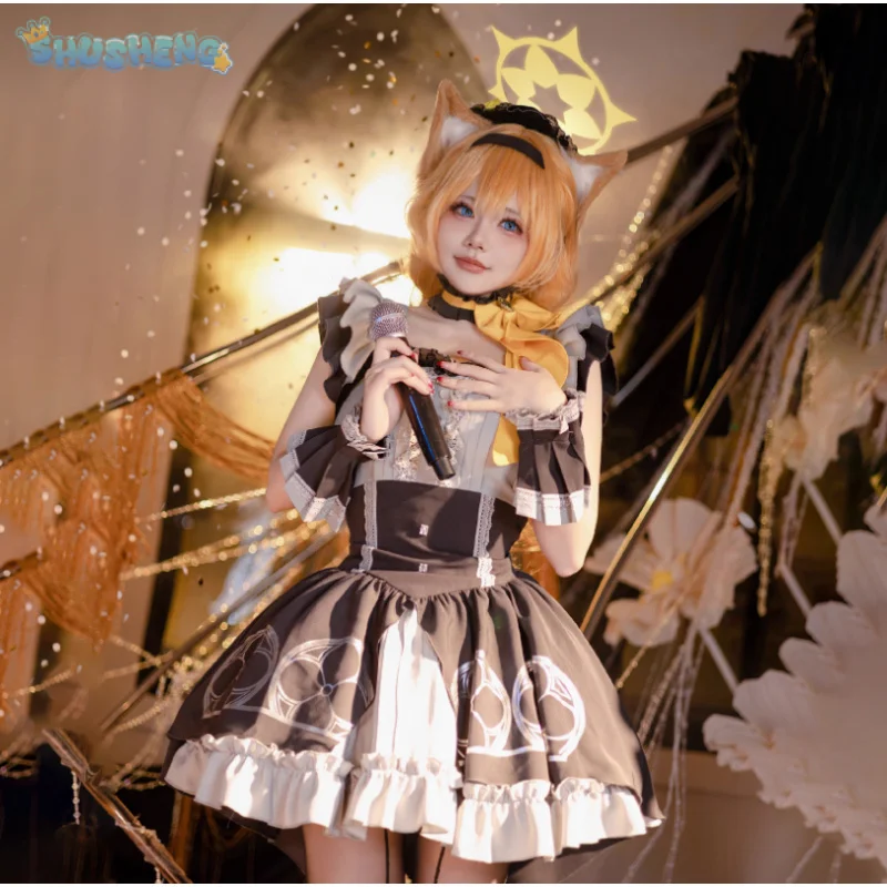 أنيمي لعبة الأزرق الأرشيف تأثيري Iochi ماري النساء هالوين فتاة فستان قلادة قبعة أغطية الرأس الجوارب فستان كامل كرنفال زي