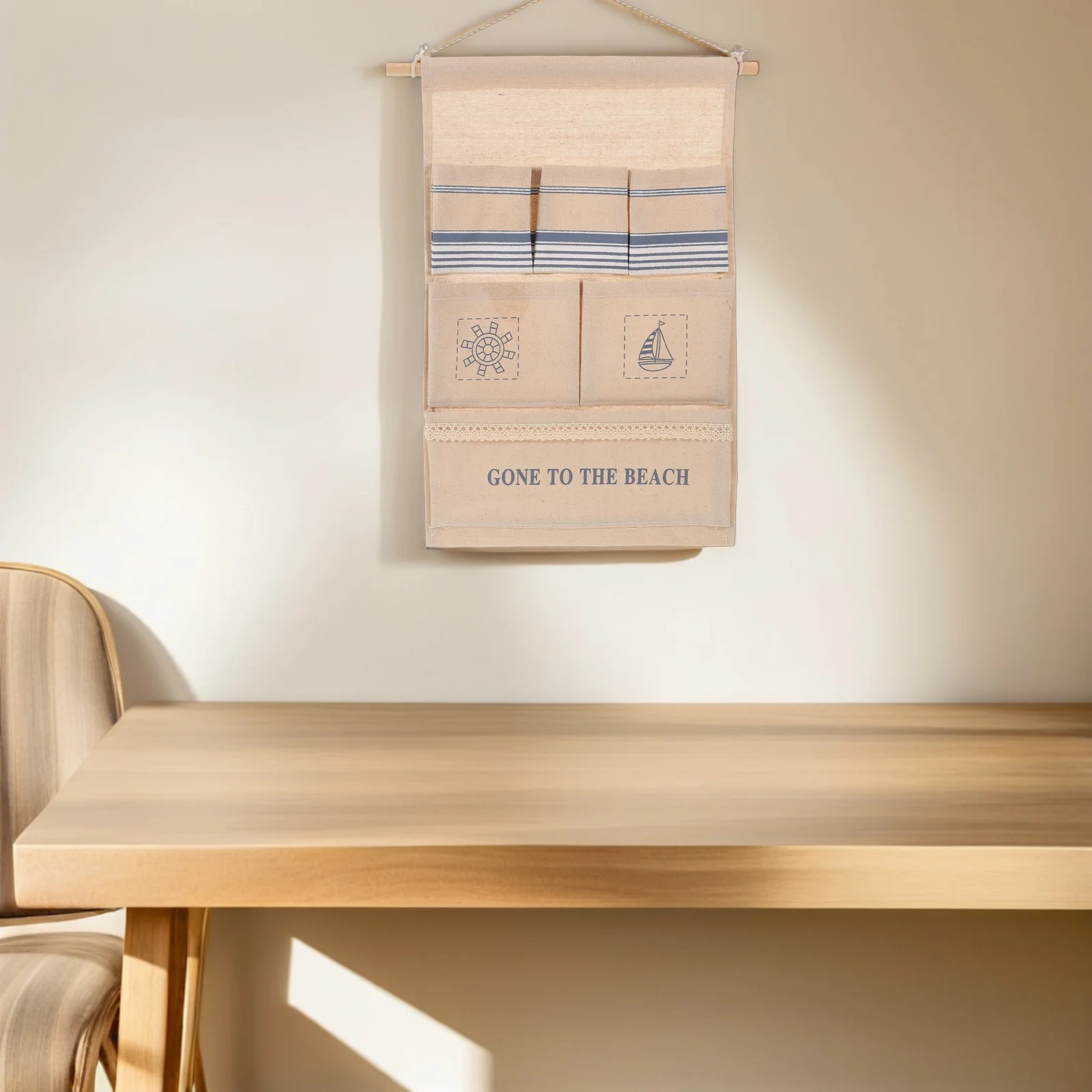 

Hanging Organizer Bag Simple Cotton Fabric Multi-Pocket Wall Mounted Storage Pouch For Office Dormitory Bathroom Bedroom