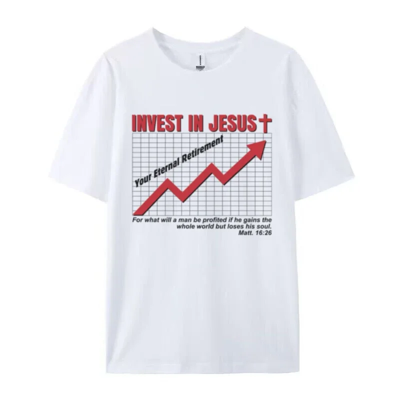 Invest in Jesus Women Retro Funny Christian T Shirt Cool Jesus Faith T-Shirt Bible Verse Graphic Tees Unisex Religious Clothes