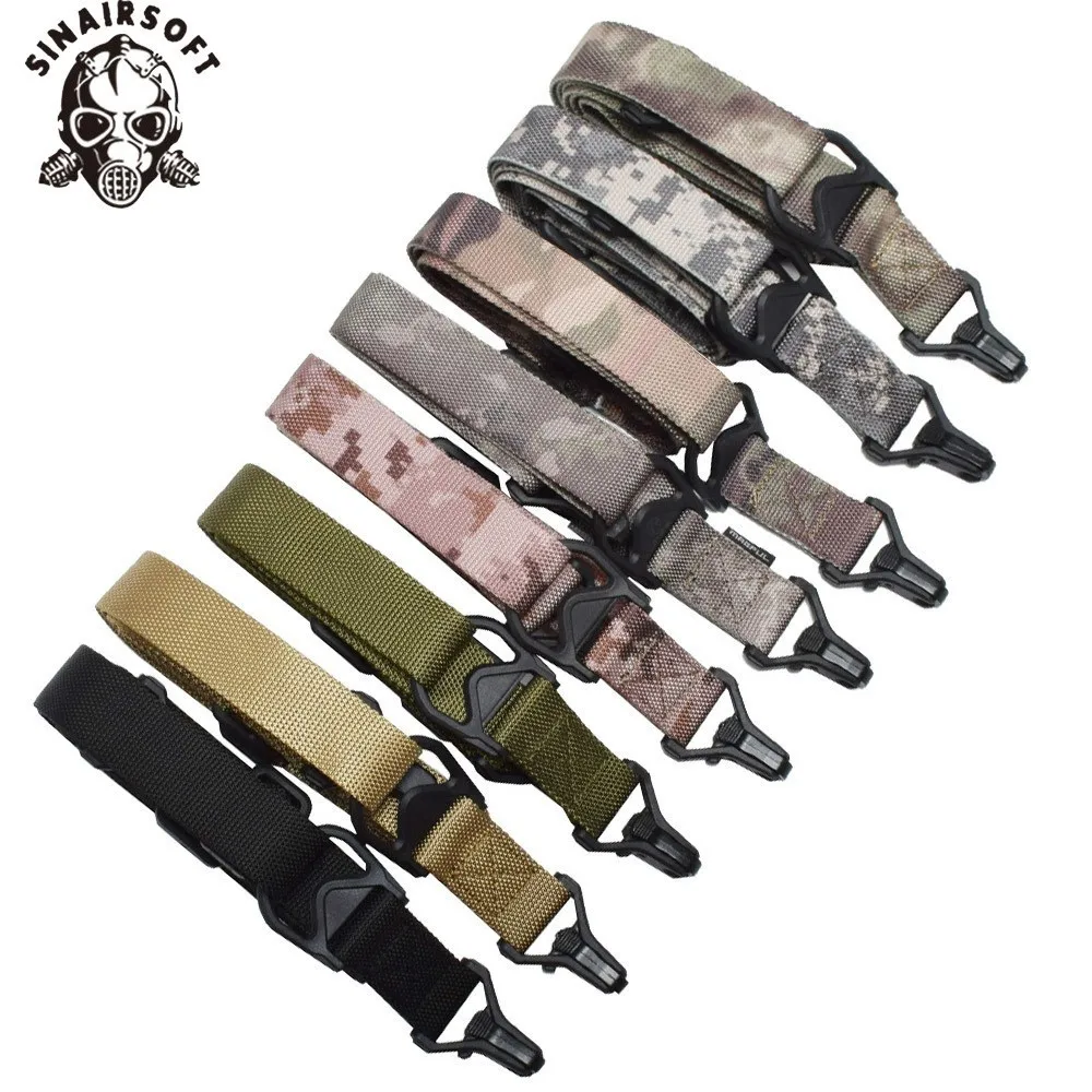 Tactical 2 Point Sling Multifunction Nylon Tactical Belt with Safety Rope Rifle Sling Strap for Outdoor CS Hunting