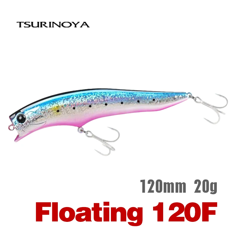 Señuelo de Pesca TSURINOYA Floating Minnow 120F con Sistema de Tungsteno, 120 mm, 20 g, 0-30 cm, GORGO, para Pesca en Agua Salada, Lubina, Linguado, Playa, Señuelos Duros