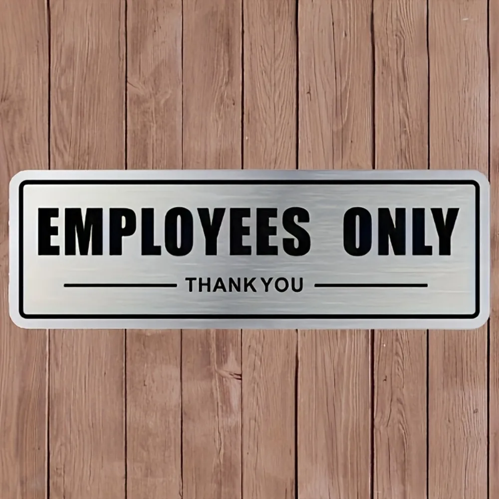 2D Flat Aluminum Employee‑Only Sign Modern Fashion Wall Plaque for Commercial Office Bathroom Wall Decor