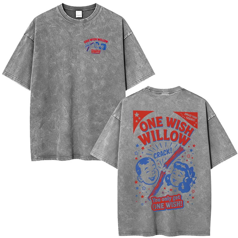Horror Movie Obsession One Wish Willow Vintage Washed T Shirts Men Women Clothing Gothic Oversized Cotton Short Sleeve T-shirts