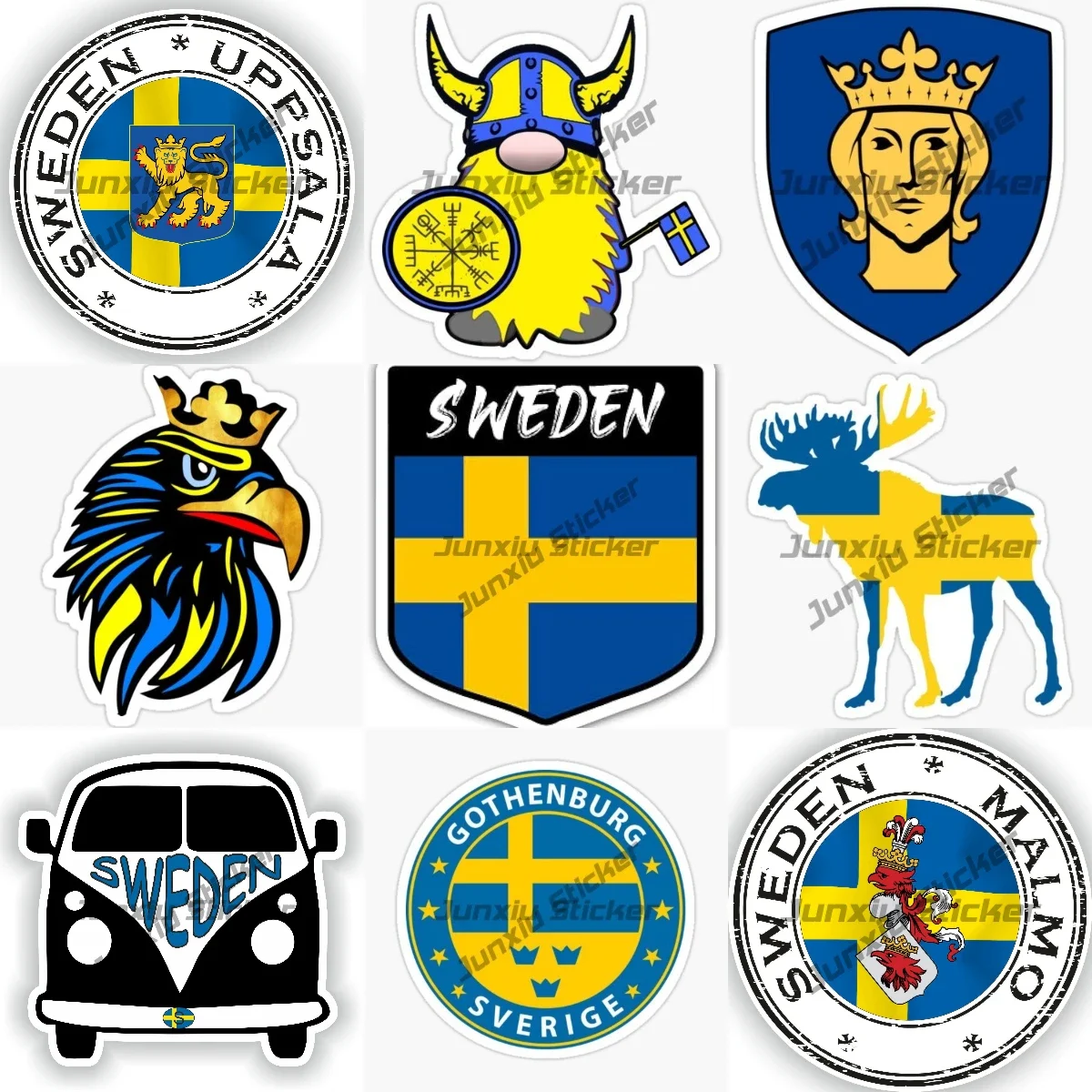 

Stockholm Sweden Viking Coat of Arms Sticker Uppsala Goteborg Seal Sticker Round Flag Emblem Outdoor Waterproofing Decal for car
