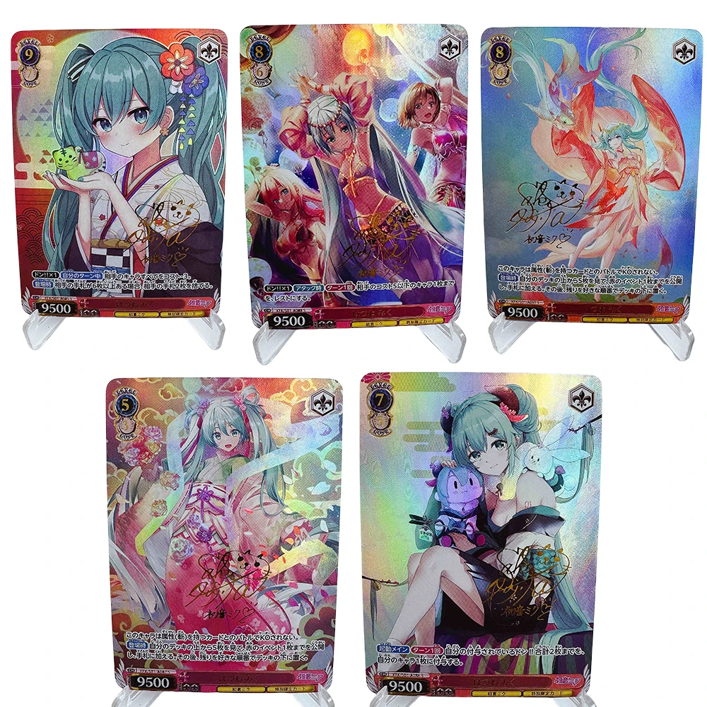 Hatsune Miku DIY Kimono weddingdress Refraction glitter texture foil stamping signature collectible card Christmas birthday gift