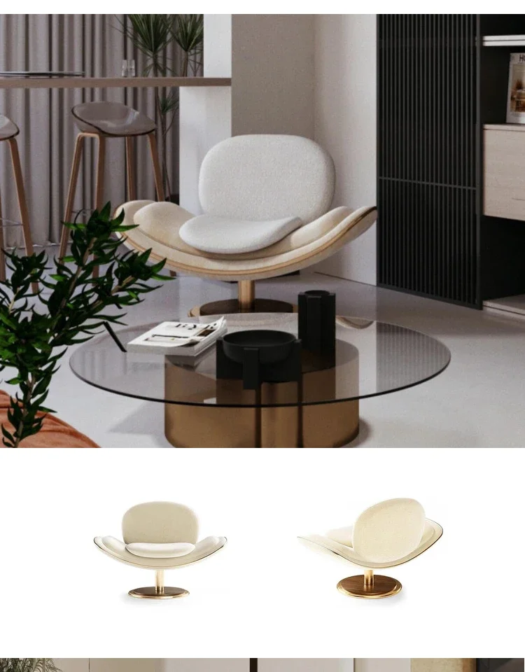 Sillón de diseño ligero de lujo elegante con pétalos de sonrisa, silla trasera informal de metal para hotel