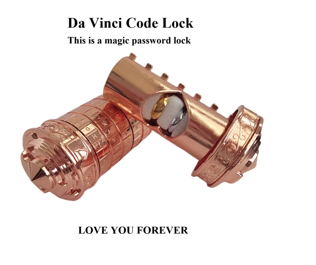 Leonardo DaVinci Code Toys Metal Cryptex Locks Wedding Gifts Valentine's Day Gift Letter Rings Password Escape Chamber Props