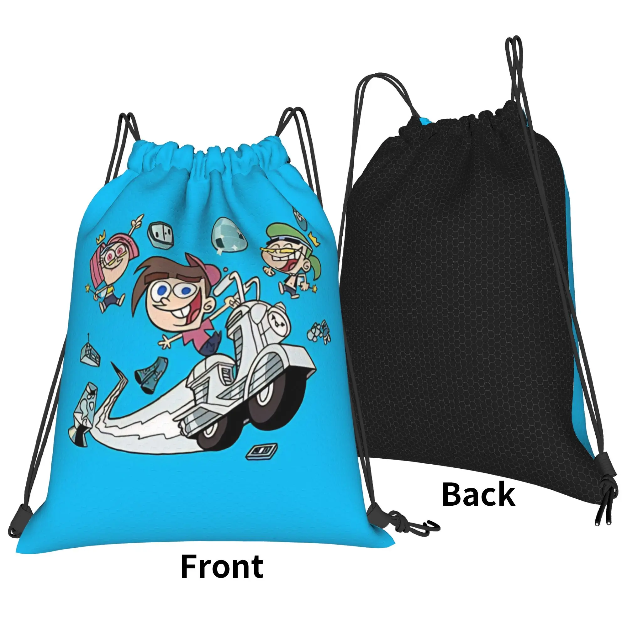 Fairly Odd Treasures retro animated Portable Sports Riding Gym Drawstring Storage Sporty Backpacks