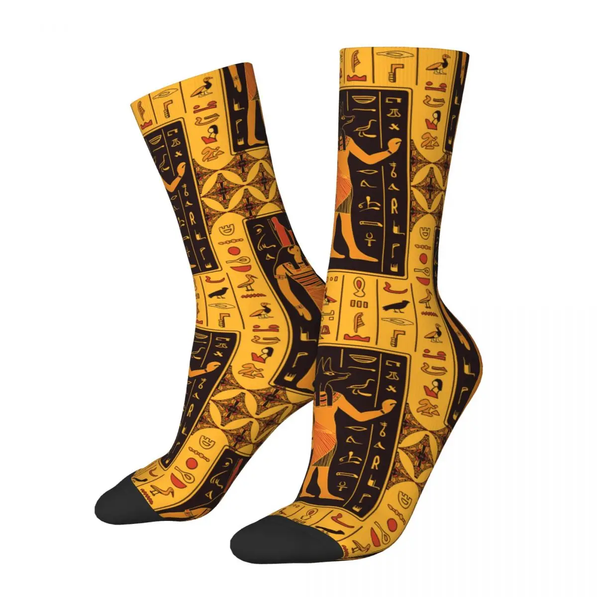 Egyptian Gods Pharaohs Mural Merch Socks Non-slip Ancient Egypt Hieroglyphs Sport Long Socks Super Soft for Unisex Gift Idea