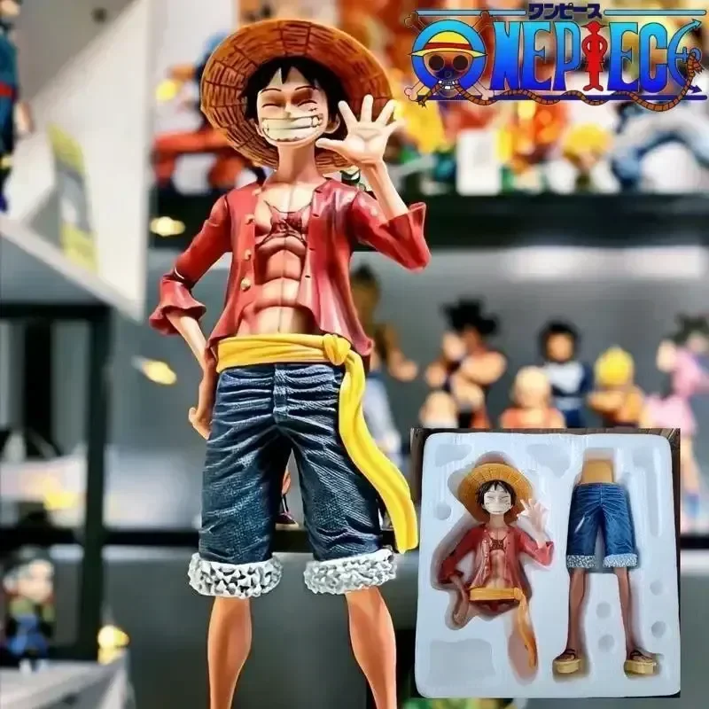 

Une pièce 42.5cm chapeau paille singe D. Luffy grand Smiley figurines d'anime poupée Statue modèle ornement cadeaux décoratifs