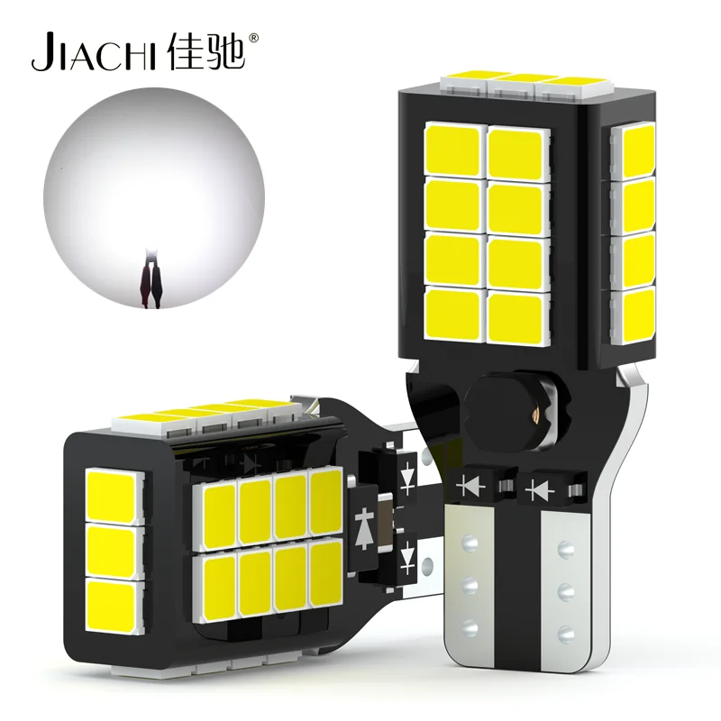 Jiachi 2PCS W16W Canbus T15 Led Bulb 921 912 Reverse Light T16 Backup Auto Lamp Super Bright White 2835 Chip 27 SMD 6000K 12-24V