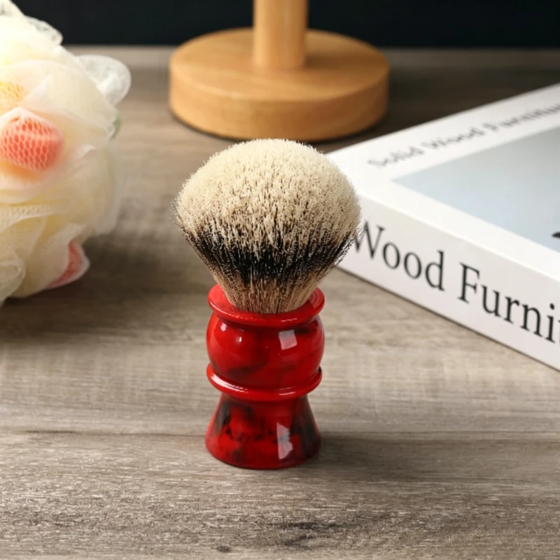 2026 Flash Sale！YAQI 24MM 100% Silvertip  Hair Red Resin Handle Shaving Brushes for men Hypoallergenic Grooming Essentials