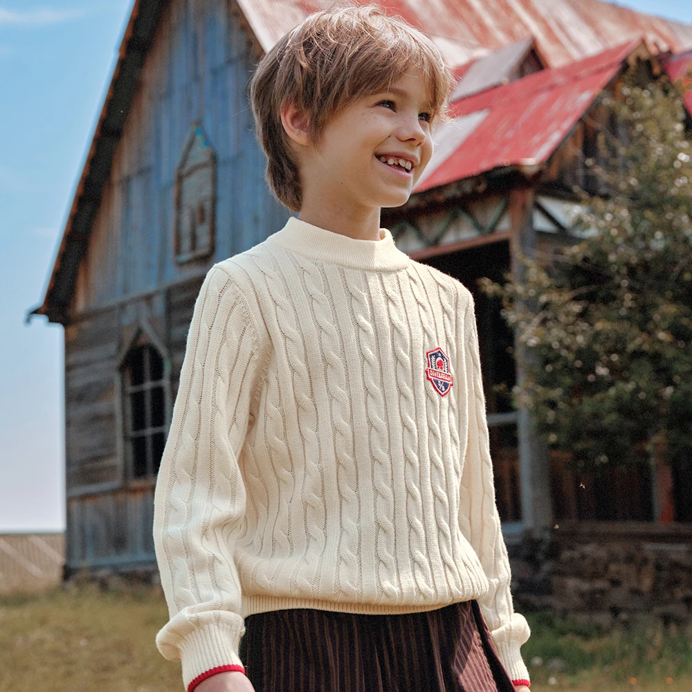 Dave Bella Boys Winter Knitted Wool Sweater Children 7-15 Years Teen Basic Knitwear Pullover Long Sleeve Top DK4264055