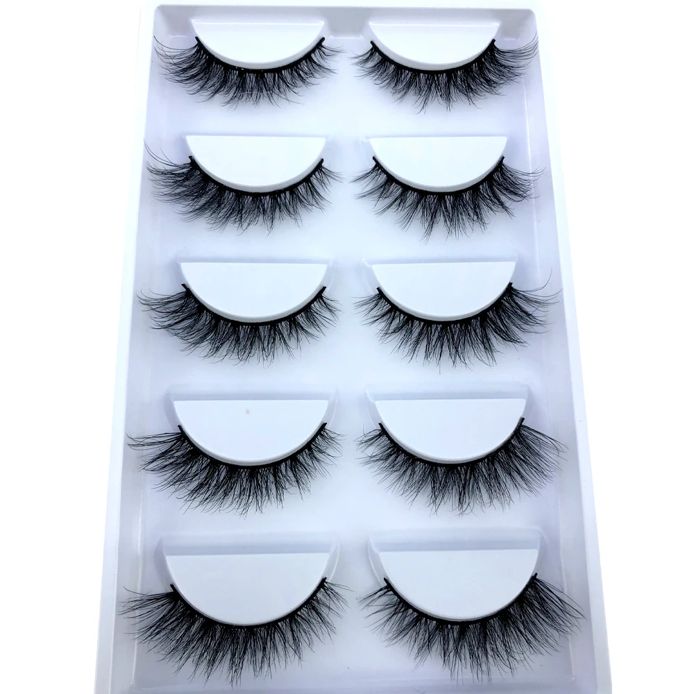 HBZGTLAD New 5 Pairs Natural Fluffy 3D Mink False Eyelashes Fake Lashes Makeup Kit Mink Lashes Extension Eye Lashes Short Eyelas