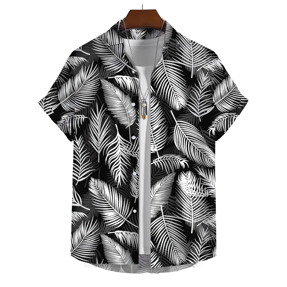 Men's Hawaiian Shirts 3D Print Fallen Leaves Graphics Fashion Button Short Sleeve Lapel Streetwear Blouse shirts for men Summer