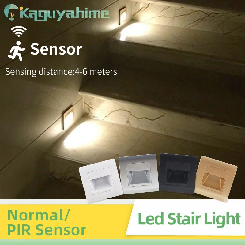 

KPS 4Pcs PIR Sensor Wall Lights Recessed LED Stair Light AC 110V 220V Footlight Corridor Step Lamp Motion LED Home Lighting