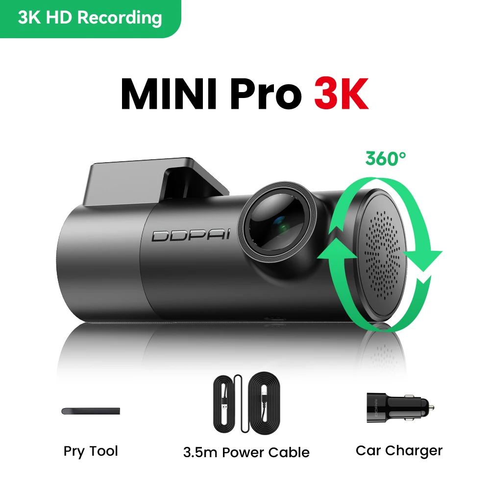 DDPAI MINI Pro 3K Dashcam 1620P HDR 143 graden groothoek nachtzicht WDR spraakbesturing 24-uurs parkeermonitor WiFi auto DVR