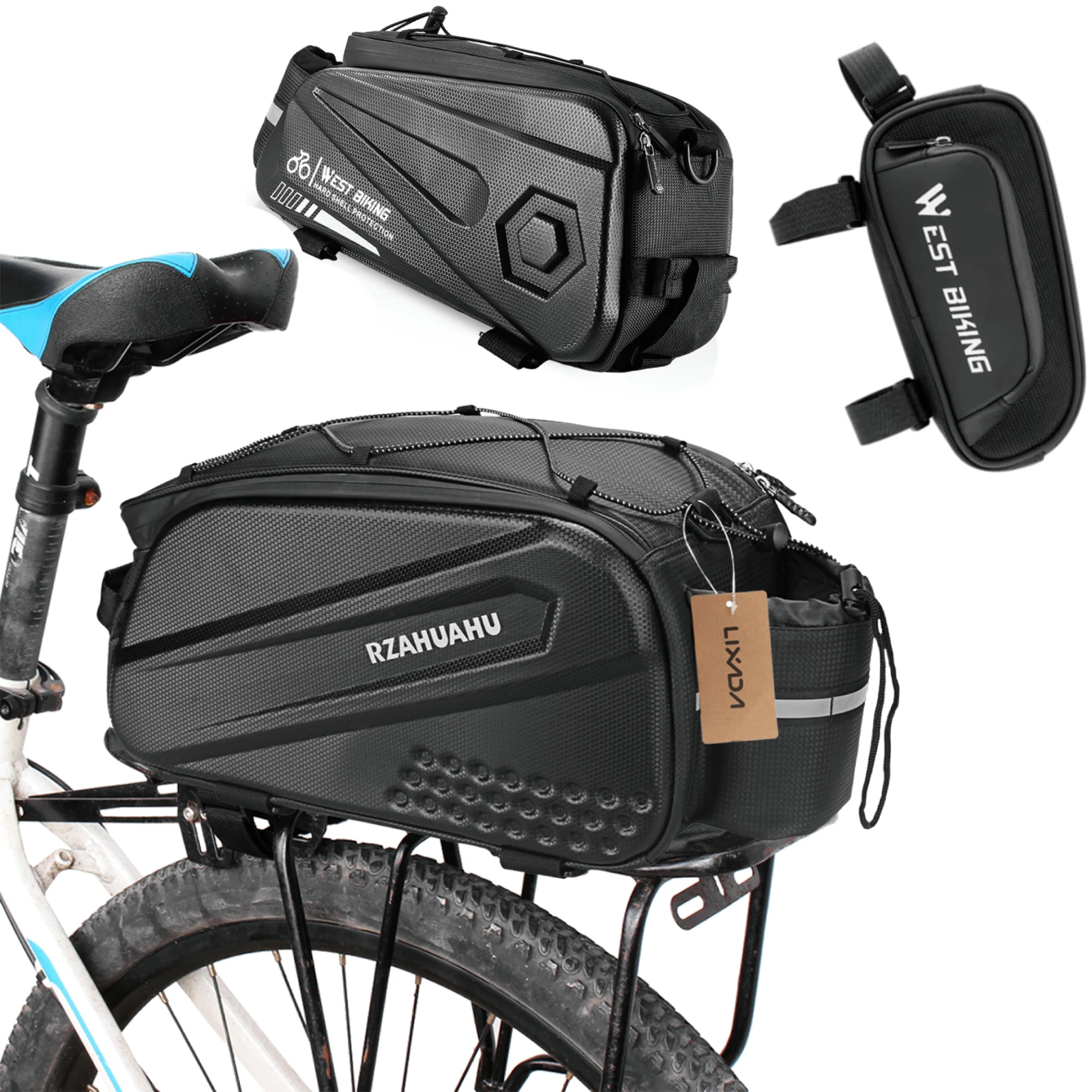 Lixada Multifunctional Bicycle Rear Seat Bag Waterproof Cycling Bike Rack Trunk Cargo Bag Pannier Bag Handbag Shoulder Bag